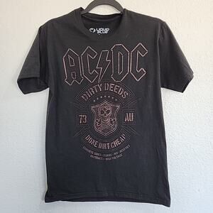 AC/DC Dirty Deeds Sm T-shirt Liquid Blue Black Graphic Rock Band Classic Grunge